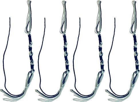 Holy Land Market Tzitzits (مجموعة من أربعة) طراز سفارديم أبيض مع خيط أزرق - شرابات (أزرق ملكي) (أزرق ملكي/مع خطافات، 17 بوصة) in Saudi Arabia
