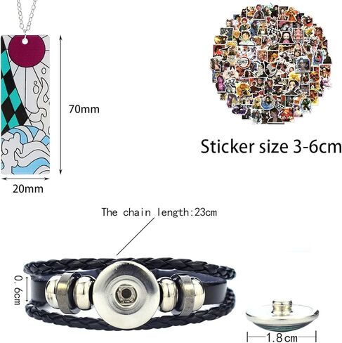 Zaky Slayer Kimetsu no Yaiba Fashion Novelty Koyoharu Gotōge قلادة سوار مجموعة ملصقات أنيمي مجوهرات Tanjiro Kamado معصمه سوار مضفر 22 قطعة in Kuwait