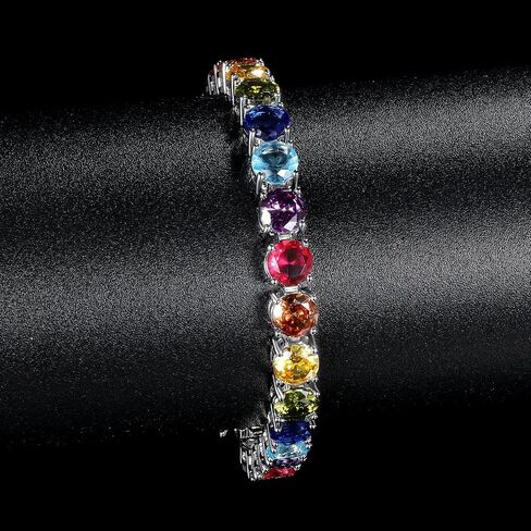 Gemsme 6.0mm Colored Cubic Zirconia Tennis Bracelet for Women, 6MM 18K White/Yellow Gold Plated Cubic Zirconia Rainbow Tennis Link Bracelet in Saudi Arabia