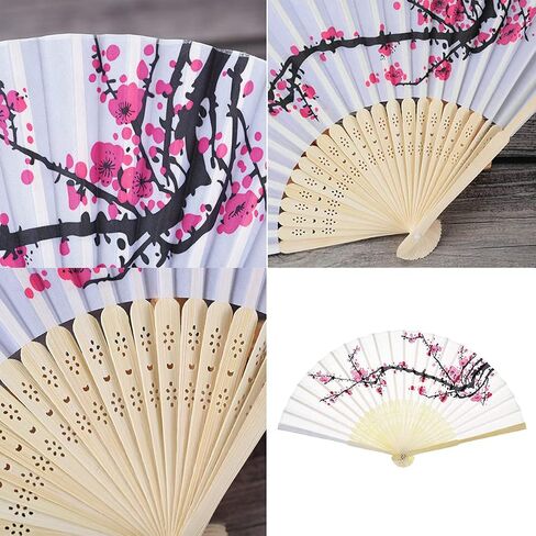 Folding Hand Fans,Hand Fan,Hand Fan Folding,Folding Fan,Chinese Fan,Chinese Vintage Style Handheld Fan,Silk Fabric Hollow Carved Handheld Folding Fan for Gifts and Wall Decoration,2 Pcs in Saudi Arabia