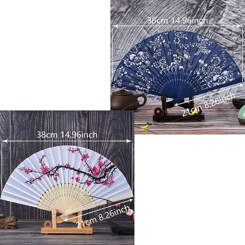 Folding Hand Fans,Hand Fan,Hand Fan Folding,Folding Fan,Chinese Fan,Chinese Vintage Style Handheld Fan,Silk Fabric Hollow Carved Handheld Folding Fan for Gifts and Wall Decoration,2 Pcs in Saudi Arabia