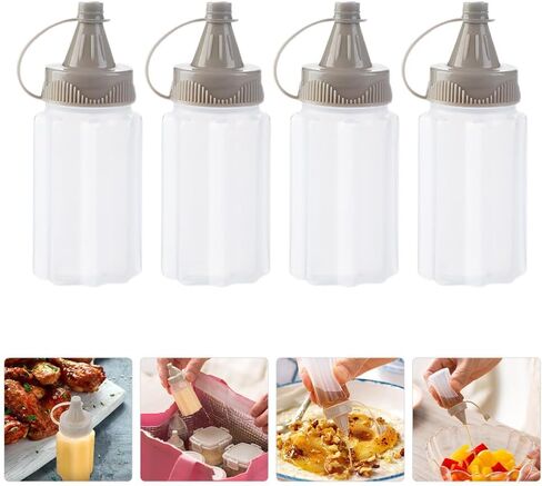 4Pcs White Plastic Squeeze Condiment Bottles,Mini Sauce Jam Squeeze Bottle, Ketchup Honey Bottle,Salad Dressing Container for Lunch, BBQ, Camping Condiment Squeeze Bottles Dinnerware and Serveware in Saudi Arabia