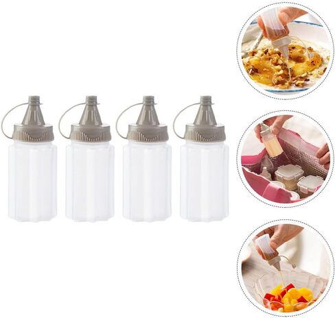 4Pcs White Plastic Squeeze Condiment Bottles,Mini Sauce Jam Squeeze Bottle, Ketchup Honey Bottle,Salad Dressing Container for Lunch, BBQ, Camping Condiment Squeeze Bottles Dinnerware and Serveware in Saudi Arabia