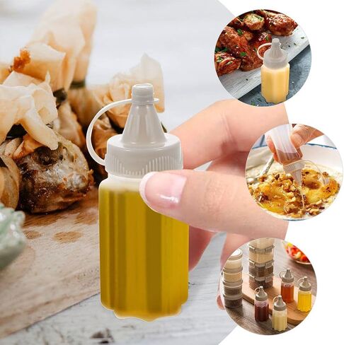 4Pcs White Plastic Squeeze Condiment Bottles,Mini Sauce Jam Squeeze Bottle, Ketchup Honey Bottle,Salad Dressing Container for Lunch, BBQ, Camping Condiment Squeeze Bottles Dinnerware and Serveware in Saudi Arabia