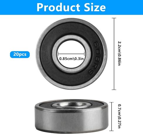 20 قطعة من محامل الكرات 608 2RS، محامل لوح التزلج 608-2RS، محامل 8x22x7 مم 608rs، محمل فولاذي، محامل فيدجيت سبينر ذات تصنيف عالي الدقة، محامل كروية ذات أخدود عميق، محامل تزلج سكوتر in Kuwait
