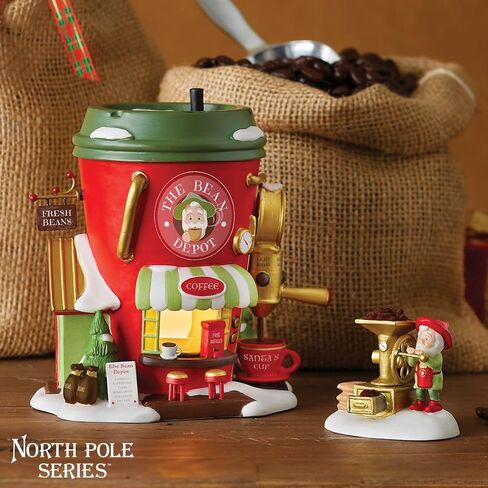 Department 56 North Pole Village The Bean Depot Espresso Company Lit Building 5.5 Inch, Multicolor in Saudi Arabia