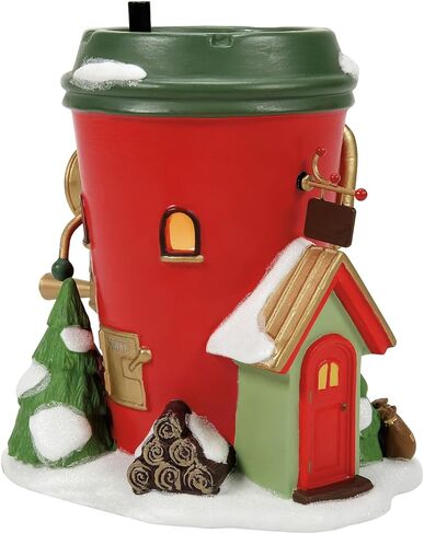 Department 56 North Pole Village The Bean Depot Espresso Company Lit Building 5.5 Inch, Multicolor in Saudi Arabia