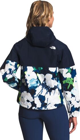 سترة نسائية ذات قلنسوة للمطر من THE NORTH FACE Antora باللون الأزرق الداكن/القمة باللون الأزرق الداكن وطباعة زهور تجريدية مقاس Sz XXL in Saudi Arabia