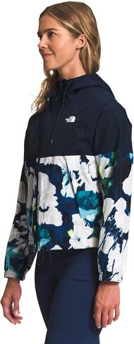 سترة نسائية ذات قلنسوة للمطر من THE NORTH FACE Antora باللون الأزرق الداكن/القمة باللون الأزرق الداكن وطباعة زهور تجريدية مقاس Sz XXL in Saudi Arabia