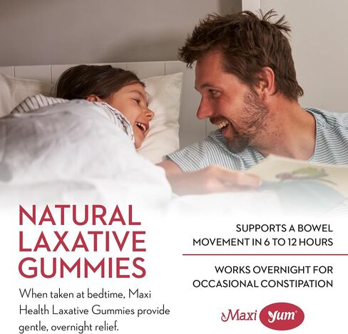 Maxi Health Laxative Gummies for Constipation Relief, Kids & Adults, Natural Senna, Calm Digestion, Mixed Berry Flavor, 60 Vegan Gummies for age 6+ - 4 Pack in Saudi Arabia