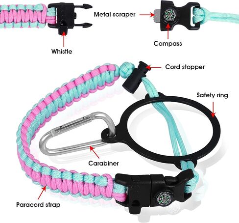 Aster 3PCS Paracord Handle for Water Bottle Strap-Fits Wide Mouth Bottles 12oz to 64oz - Paracord Carrier Strap Cord with Safety Ring, Compass and Carabiner Water Bottle Handle Strap in Saudi Arabia