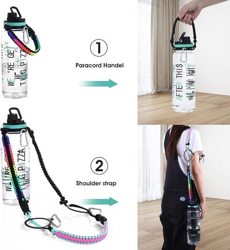 Aster 3PCS Paracord Handle for Water Bottle Strap-Fits Wide Mouth Bottles 12oz to 64oz - Paracord Carrier Strap Cord with Safety Ring, Compass and Carabiner Water Bottle Handle Strap in Saudi Arabia