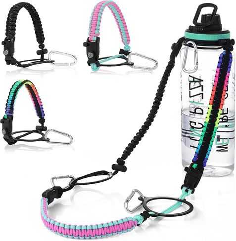 Aster 3PCS Paracord Handle for Water Bottle Strap-Fits Wide Mouth Bottles 12oz to 64oz - Paracord Carrier Strap Cord with Safety Ring, Compass and Carabiner Water Bottle Handle Strap in Saudi Arabia