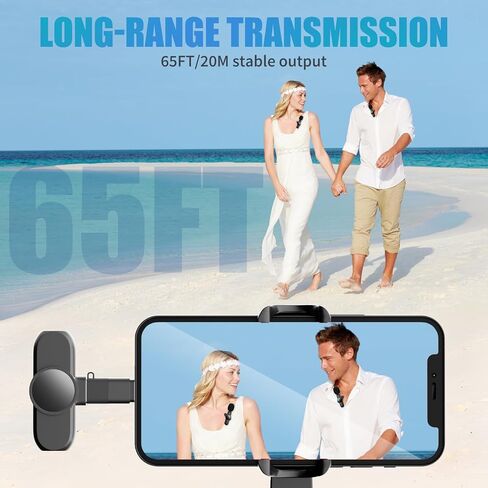 2 حزمة من ميكروفونات Lavalier اللاسلكية لهواتف iPhone وiPad وAndroid Phone وميكروفونات لاسلكية صغيرة بمشبك لتسجيل الفيديو ومقابلة YouTube ومدونة الفيديو والبث المباشر in Saudi Arabia