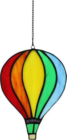 زجاج ملون نافذة معلقة منطاد الهواء الساخن Suncatchers لتزيين النوافذ مصنوع يدويًا من الزجاج الملون هدية ديكور قوس قزح (قوس قزح) in Kuwait