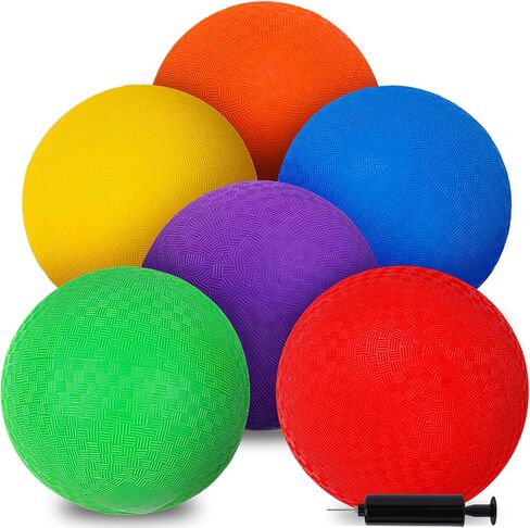 3 ثعالب 6 قطع كرات ملعب مع مضخة هواء، كرة دودج قابلة للنفخ مقاس 7 بوصات كرة يد ملونة مطاطية كرة ركل لا كرات لاذعة للأطفال ألعاب الكرة في صالة الألعاب الرياضية ومعسكرات اليوغا وتمارين اليوغا في الأماكن المغلقة والخارجية in Kuwait