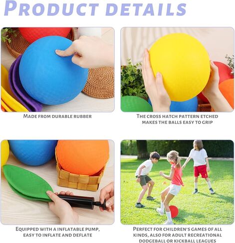 3 ثعالب 6 قطع كرات ملعب مع مضخة هواء، كرة دودج قابلة للنفخ مقاس 7 بوصات كرة يد ملونة مطاطية كرة ركل لا كرات لاذعة للأطفال ألعاب الكرة في صالة الألعاب الرياضية ومعسكرات اليوغا وتمارين اليوغا في الأماكن المغلقة والخارجية in Kuwait
