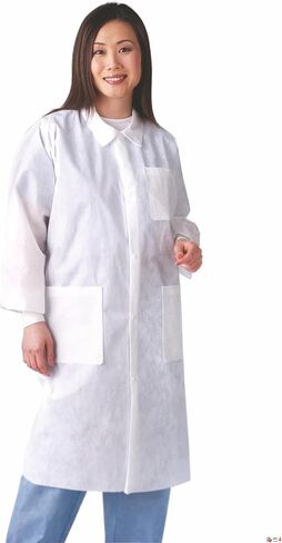 معطف مختبر متعدد الطبقات من Medline NONSW100xL مع أساور متماسكة وياقة تقليدية، مقاس X-Large، أبيض (عبوة من 30 قطعة) in Saudi Arabia