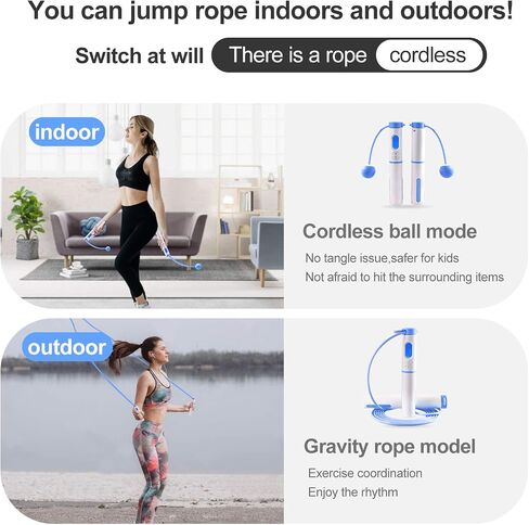 Jump Rope, Skipping Rope with Calorie Counter, Adjustable Digital Jump Rope with Calorie Counter for Fitness, Exercise, Workout, Boxing, Gym(Blue) in Saudi Arabia