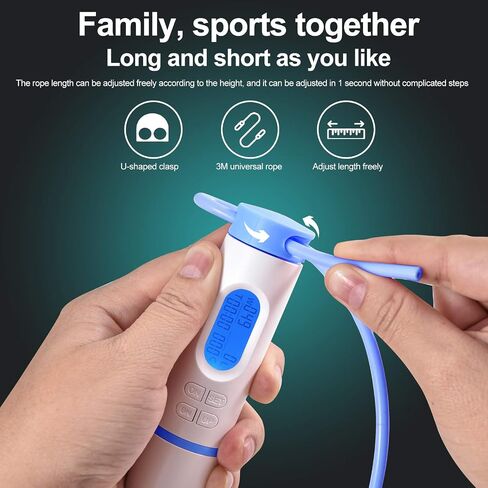 Jump Rope, Skipping Rope with Calorie Counter, Adjustable Digital Jump Rope with Calorie Counter for Fitness, Exercise, Workout, Boxing, Gym(Blue) in Saudi Arabia