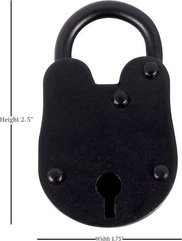 قفل مصنوع يدويًا من الحديد المصبوب على الطراز العتيق مع مفتاحين، قفل سجّان عتيق الطراز باللون الأسود (2.5 بوصة) in Saudi Arabia