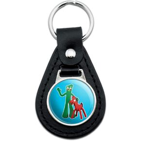 GRAPHICS & MORE Black Leather Gumby Pokey Best Friends Clay Art Keychain