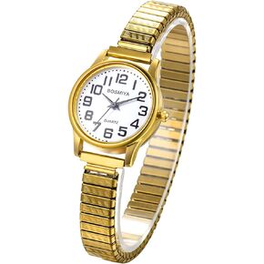 Avaner Elastic Strap Wristwatch, Couple Bangle Watch, Ultra Slim Band Watch, Big Number Analog Quartz Bracelet Watch for Men and Women