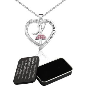 WSNANG Dance Necklace Ballerina Dancer Ballet Recital Gifts Dance Pendant Jewelry Ballerina Gifts for Girls Teens Dance Lovers Gifts