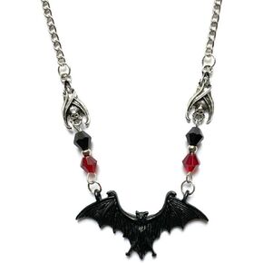 Vintage Gothic Bat Necklace Red Black Crystal Gem Bat Pendant Necklace Punk Hip Hop Style Black Bat Necklace Halloween Party Clothing Accessories for Women Teen Girls in Kuwait