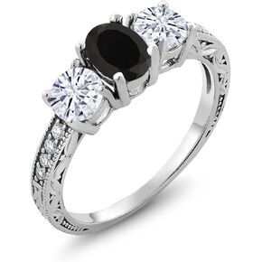Gem Stone King 925 Sterling Silver Customized Personalized 3 Gemstone Birthstone For Her 3-Stone Engagement Ring For Women (2.61 Cttw, Available In Size 5, 6, 7, 8, 9)