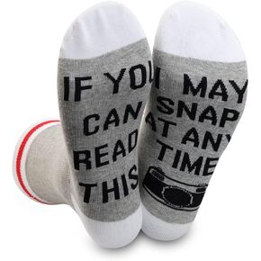 PWHAOO 1 Pair Photographer Gift Camera Socks If You Can Read This I Can Snap At Any Time Socks Photography Lover Gift