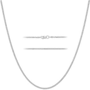 KISPER Italian Solid 925 Sterling Silver Diamond Cut 1.75MM, 2.5mm Curb Cuban Link Chain Necklace - for Men & Women with Lobster Clasp - Made in Italy