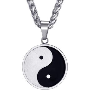 vicima Yin Yang Necklace for Men Tai Chi Pendant with 24 Inch Stainless Steel Chain for Men