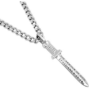 Spirit & Truth Makhaira Sword Stainless Steel Necklace on Upgrade High Polished Curb Chain