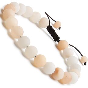 BONNY BOXX 8MM Natural Gemstone Energy Bracelets for Unisex, Braided Rope Semi Precious Crystal Quartz Bracelets, Stress Relief Healing Reiki Macrame Bracelets for Christmas Gift