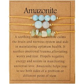 COLORFUL BLING 3Pcs Natural Stone Bracelet for Women Men Healing Crystal Chip Bead Bracelets Spiritual Amethyst Rose Quartz Chakra Bracelets Set Anxiety Reiki Energy Power Healing Crystals Jewelry