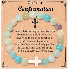 Christian Cross Bracelet Healing Crystal Bracelets for Women Inspirational Natural Stone Cross Bracelet Christian Gifts