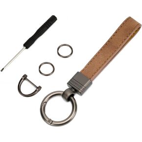 Leather Keychain for Women and Men, Car Keychain, Spring Buckles, 360 Degree Rotating Alloy Keyrings