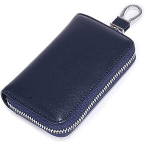 JIUFENG Leather Keys Holder Car Key Card Wallet Multifunctional Zipper Key Case Coin Pouches Keychain Key Ring Unisex