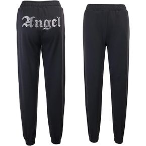 ECDAHICC المرأة حجر الراين Sweatpants مرونة عالية الخصر الحريم الهيب هوب بنطال رياضي الشارع ارتداء Sportpants