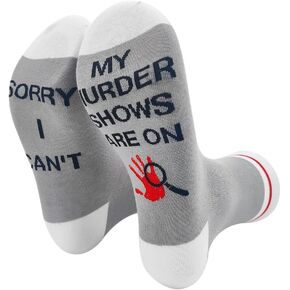 ZHANTUONE Socks Gift，Sorry I Can't My Murder Shows Are On，Movie Lover，Socks For Mystery Movie Lover，social distance gift