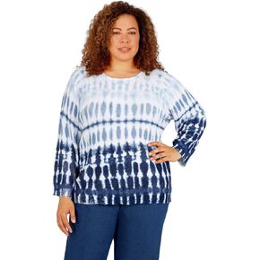 Alfred Dunner Women's Plus-Size Womens Crewneck Ombre Tie Dye Sweater