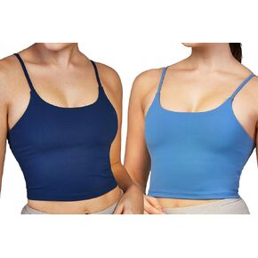 DEVOPS Women's 2-Pack Padded Sport Bra Workout Fitness Running Yoga Crop Tank Top Shirts