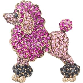 Fashion Cute Poodle Dog Brooch for Women Colorful Full Crystals Rhinestones Animal Pet Corsage Lapel Pin Birthday Gift Party