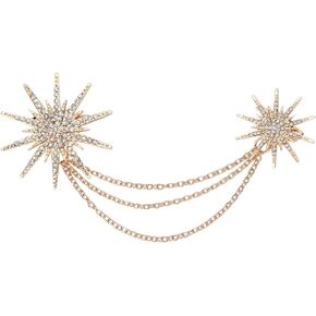 Snowflake Star Brooch Pin, Tassel Exquisite Crystal Winter Christmas Pins, Chain Anniversary Friends/Relatives for Ceremony Birthday/Holiday Gifts