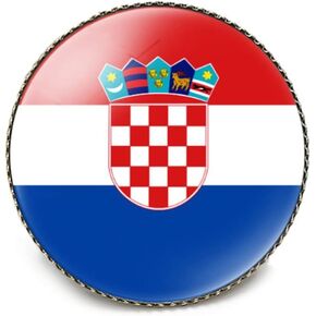Round 1 Inch Croatia Croatian Flag Pin International Travel Brooch Metal and Glass Revivalism Style Souvenir Badge for Hat Clothes Backpack