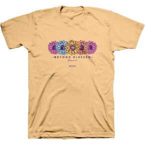 Beyond Blessed Flowers Yellow Haze Cotton Crew Neck T-Shirt, Small