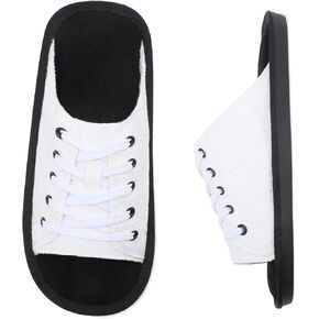 JOINFREE Women Canvas Slippers Memory Foam Slide Sandals Adjustable Shoelaces Slippers Fashion House Slippers Comfortable Slip-On Slippers Indoor Outdoor
