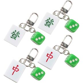 Car Accessories Car Key Chain Car Key Chain 4pcs Chinese mahjong tile keychain decorative key chain key holder amulet Jong Keychains Mahjong Metal Car Keychain Key Hanging Charms Car Decor
