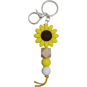 iMagitek Sunflower Silicone Beaded Keychain for Backpack Car Keys Sunflower Keyring Gift for Women Girls Men Boys Sunflower Lover Gifts